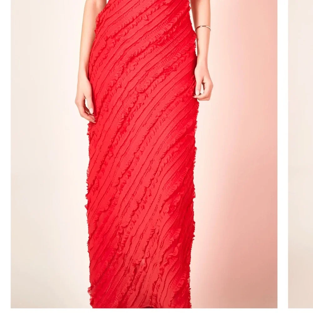 Endless Rose Vibrant Red Ruffle Strapless Dress Small - Picture 2 of 10